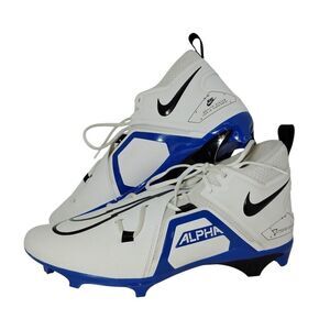Nike Alpha Menace Pro 3 Mens NEW w/Tags White/Blue Football Cleats - sz. 18
